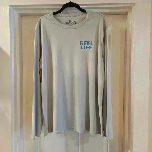 Reel Life Mens Long Sleeve Crewneck Fishing Performance Shirt Gray Size XXL - Picture 1 of 7